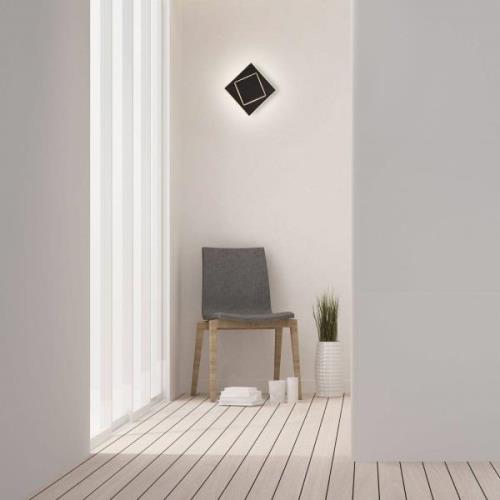 Dakla LED wandlamp, zwart, 18x18 cm