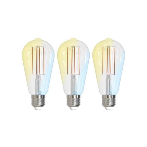 LUUMR Slimme LED E27 ST64 7W ZigBee Tuya Hue helder set van 3