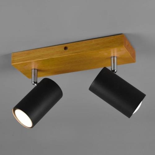 Plafondspot Marley, mat zwart, 2-lamps