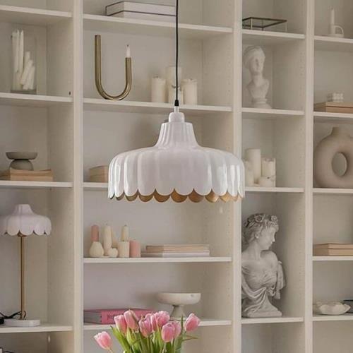 PR Home Wells hanglamp, wit/goud, Ø 43 cm, metaal