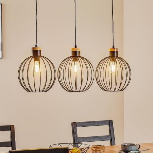 Hanglamp Barbado, 3-lamps, zwart