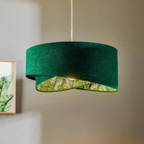 Vivien hanglamp, groen met all-over bloemenprint