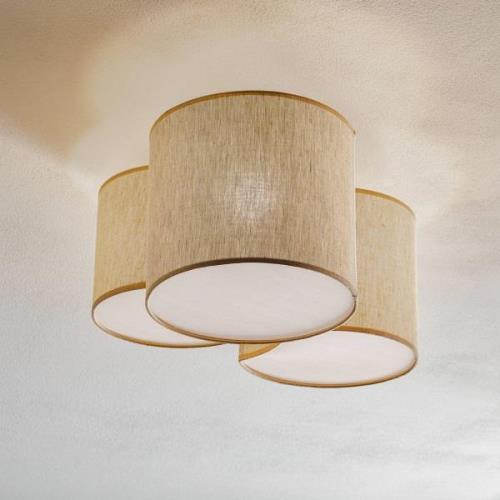 Mona Nature plafondlamp, 3-lamps, naturel linnen