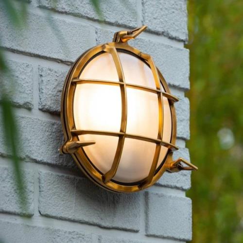 Buitenwandlamp Dudley, plat/rond, messing