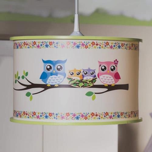 Met uilenmotief bedrukte hanglamp Uil