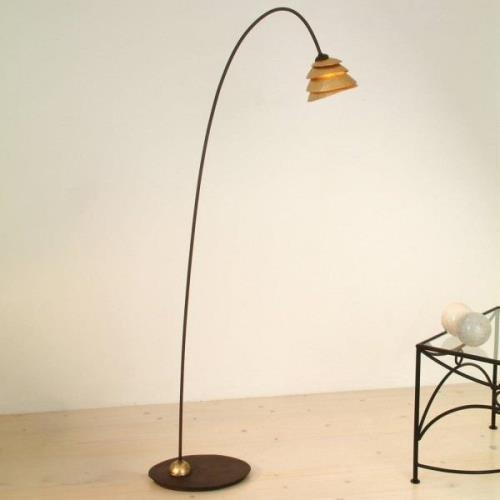 Elegante vloerlamp SNAIL 1-lichts ijzer bruin-goud