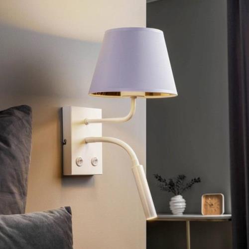 Wandlamp Soho, conisch, leeslampje wit/goud