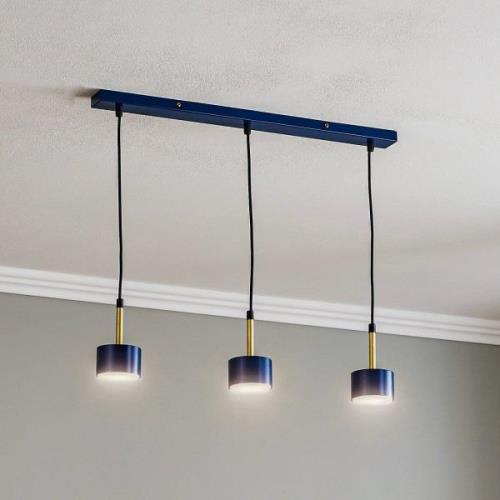 Hanglamp Arena lang 3-lamps, blauw-goud