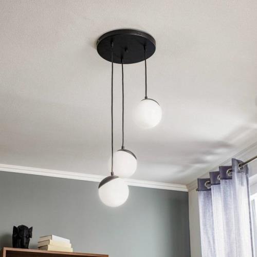 Hanglamp Sfera 3-lamps glas/metaal zwart