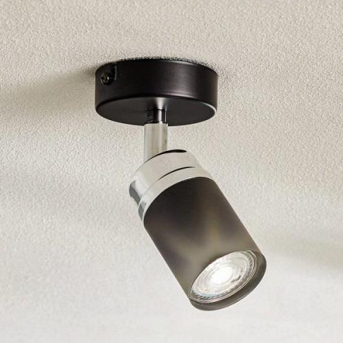 Rondo plafondspot zwart/chroom, 1-lamp