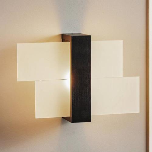 Wandlamp Shifted 1, glas en wengé-hout