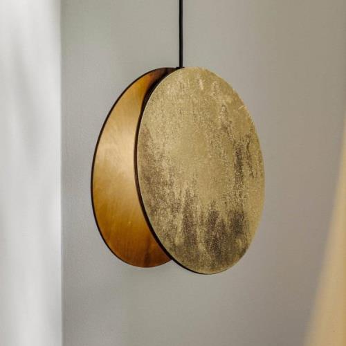 Hanglamp Wheel van gefineerd hout, goud