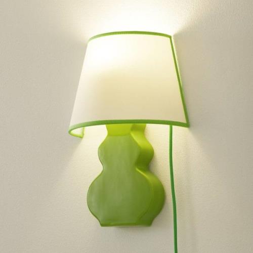 Keramiek-wandlamp A187 met stoffen kap, groen