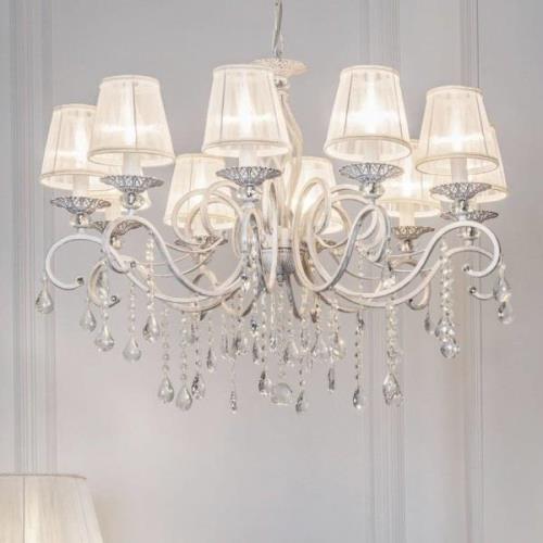 Maytoni Grace kroonluchter, wit, 10-lamps, organza