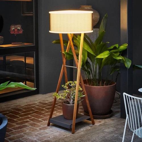 MARSET Cala 140 vloerlamp, IP65, iroko/bruin