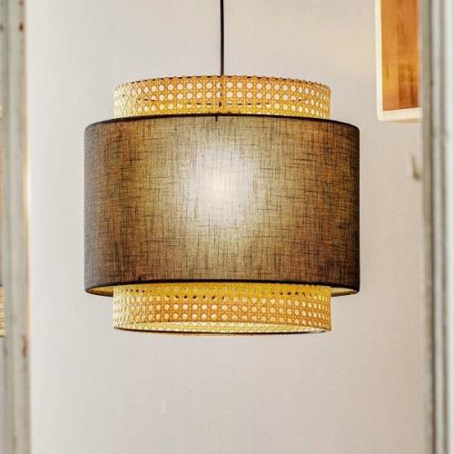 Hanglamp Boho, zwart/rattan Ø 38 cm