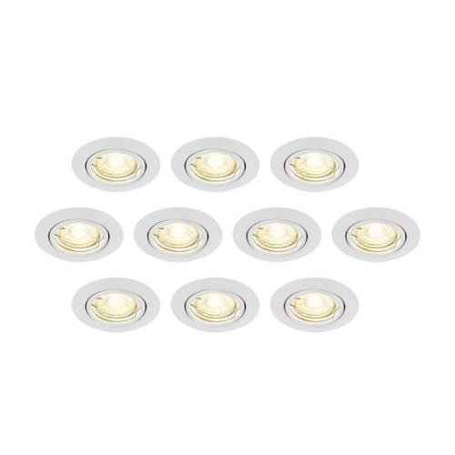 ELC Dakarra downlight set van 10, GU10 Ø8,8cm wit