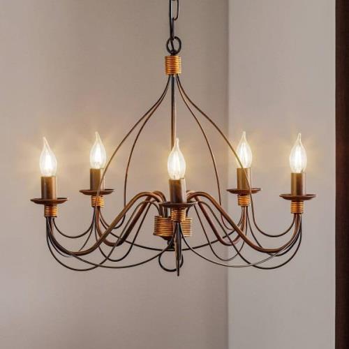 Kroonluchter FIAMMA Marrone 5-lamps zonder kap