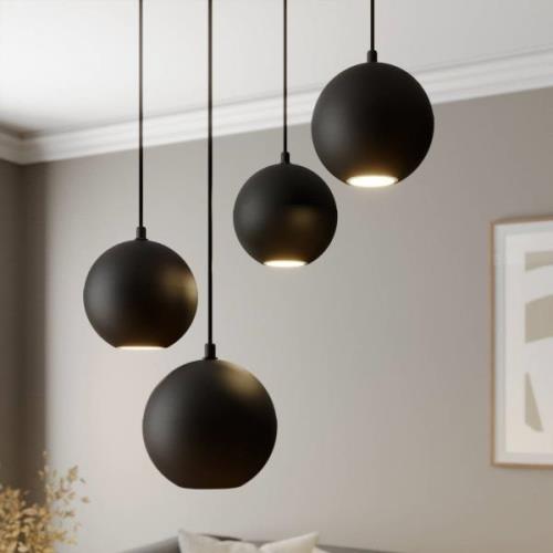 Hanglamp Midnight zwart 4-lamps rond