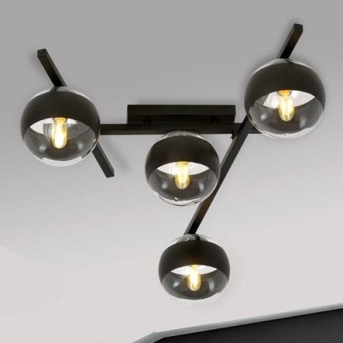 Smart plafondlamp, zwart/helder, 4-lamps