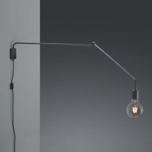 Wandlamp Line met kabel + stekker, zwart