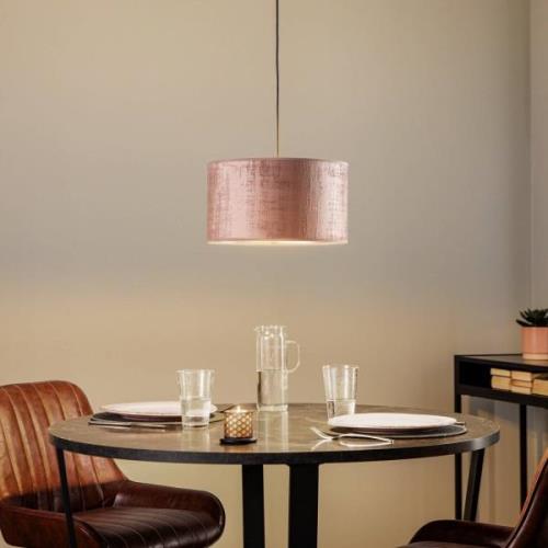 Hanglamp Jari stoffen kap 1-lamp, rosé-goud