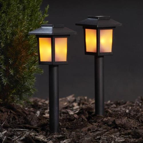 LED solar-sokkellamp Flame Mini in 2 per set