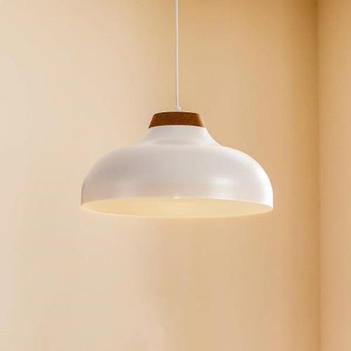 Gus hanglamp met metalen kap, wit