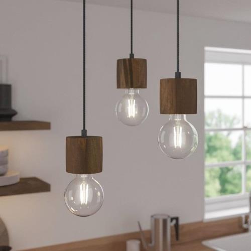 Envostar Terra hanglamp donker grenen 3-lamps rond