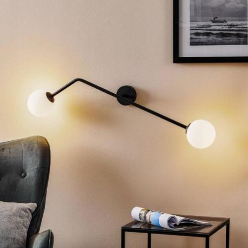 Wandlamp Pure, 2-lamps, zwart, horizontaal