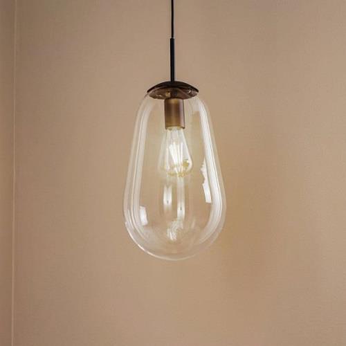 Hanglamp Pear M met glazen kap, zwart