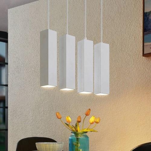 Prios Neliyah hanglamp, hoekig, wit, 4-lamps