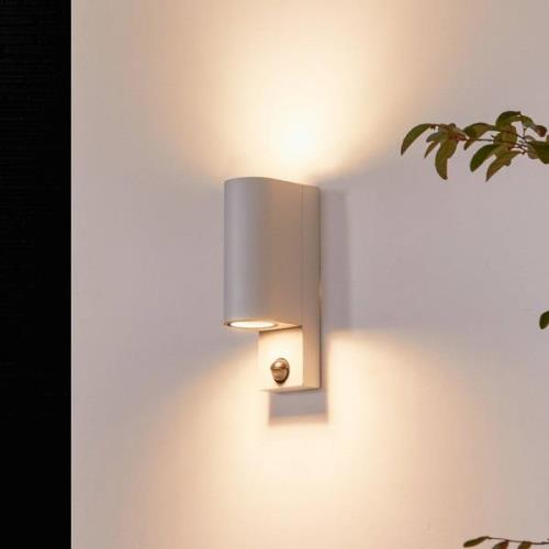 Prios buitenwandlamp Tetje, wit, rond, sensor