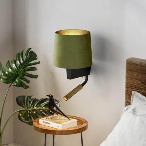 Chillin wandlamp met leeslampje, groen/goud