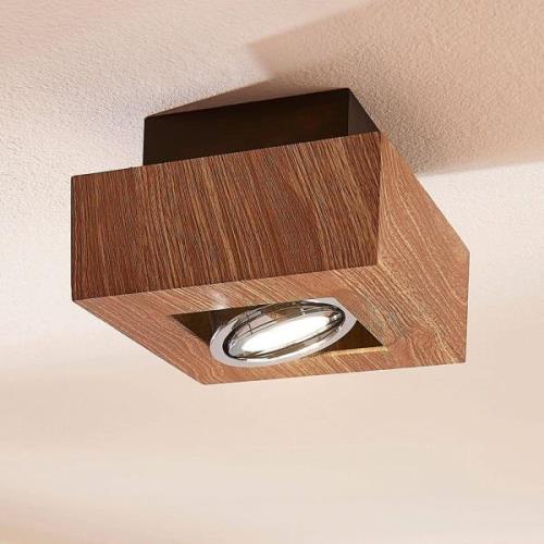 Vince plafondlamp in houtlook, 14 x 14 cm