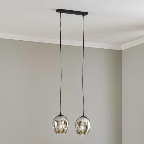 Hanglamp Starla 2-lamps, glas grafiet