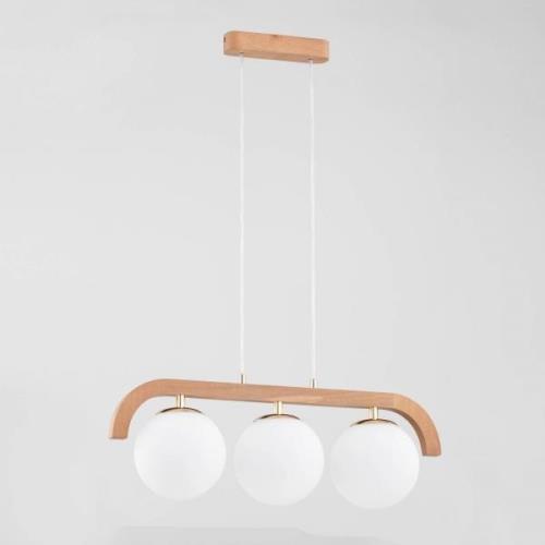 Hanglamp Kryza van hout, 3-lamps