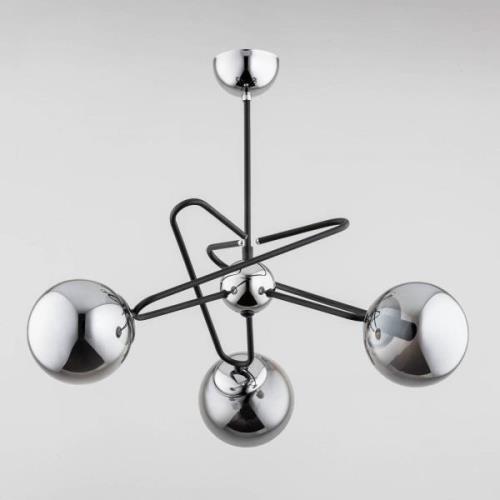 Plafondlamp Sagito, 3-lamps, chroom/zwart