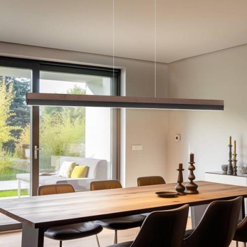 Quitani hanglamp Keijo, zwart/noot, lengte 143 cm