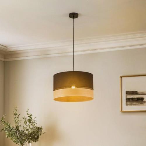 Euluna Levo hanglamp, Ø40cm eiken licht/zwart