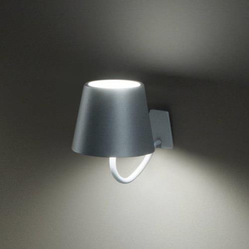 Zafferano Poldina accu-wandlamp, haken, wit