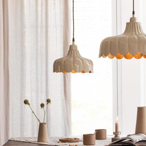 PR Home hanglamp Wells Small, beige/goud, Ø 24 cm, stekker