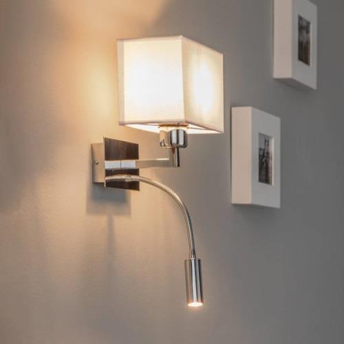 Wandlamp Harry, hoekig, chroom/chroom/wit