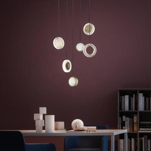 LED hanglamp Yo-Yo, 6-lamps, zwart/goud