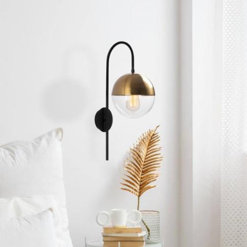 Wandlamp Bastos 3055, zwart/goud antiek/helder