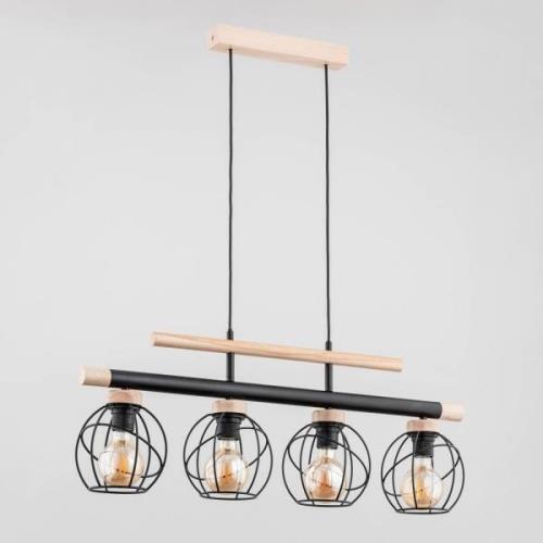 Trendy Basket hanglamp van hout, 4-lamps