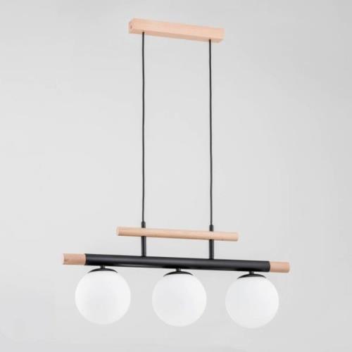 Trendy hanglamp van hout, 3-lamps