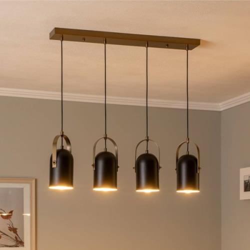 Hanglamp AV-1860-4EY in zwart/goud antiek