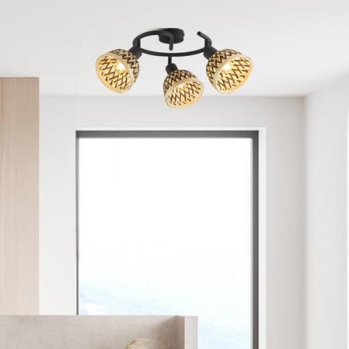 Lance plafondlamp, 3-lamps, bamboe