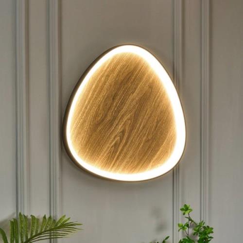 Bezi LED wandlamp, licht hout, Ø 65 cm, hout, CCT